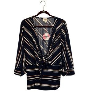 NWT Hayden 1XL & 2X Pull Over Blouse with Tie & 3/4 length sleeves